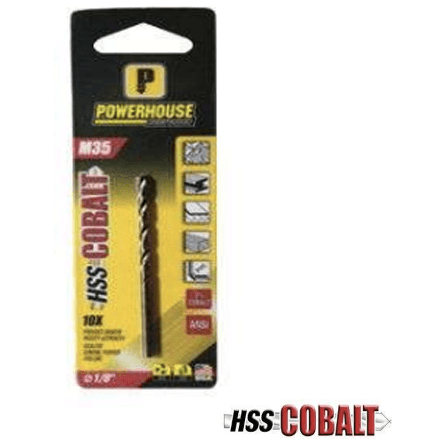 Powerhouse ANSI M35 Jobber Drill Bit (Blister Pack) - KHM Megatools Corp. Powerhouse ANSI M35 Jobber Drill Bit (Blister Pack) - KHM Megatools Corp.